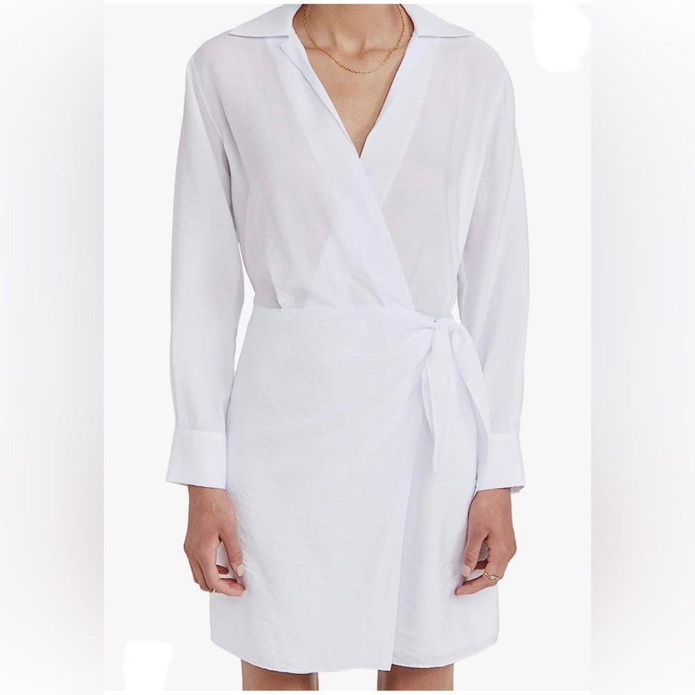 Vince Long Sleeved Wrap Shirt Dress, sz L NWT